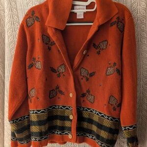 Vintage Crystal Kole Orange Floral Cardigan